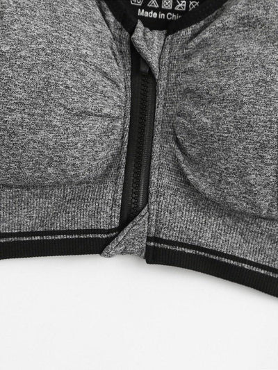 Zipper Front High Impact Sports Bra-sportswear-Des Mess