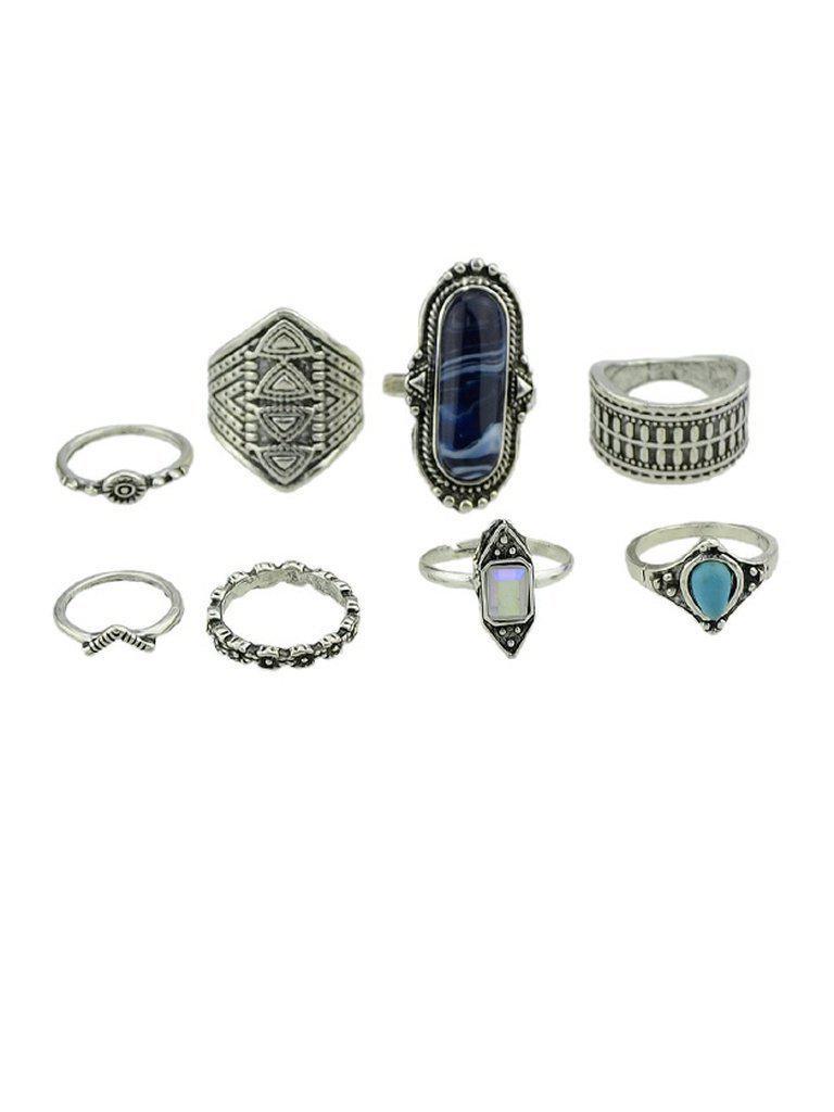8Pcs/Set Stone Set Jewelry Ring-jewelry-Des Mess
