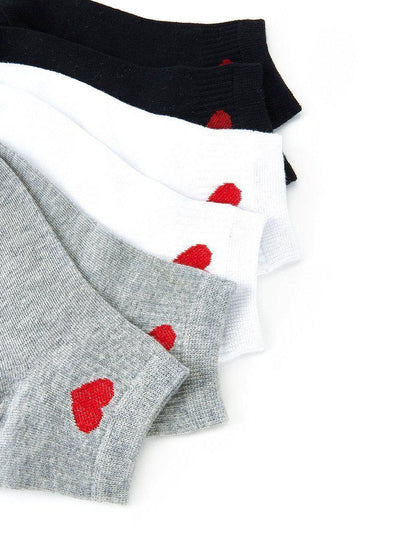 Heart Pattern Detail Ankle Socks 6pairs-accessories-Des Mess