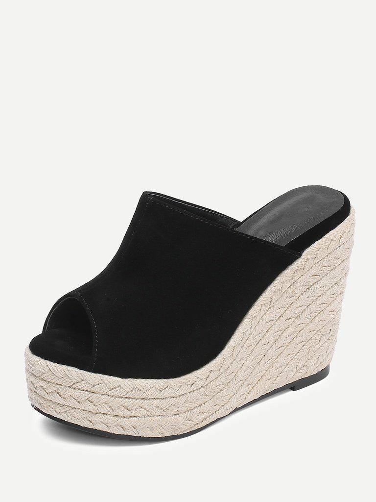 Espadrille Peep Toe Wedges-shoes-Des Mess