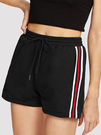 Striped Tape Side Drawstring Waist Shorts-bottom-Des Mess