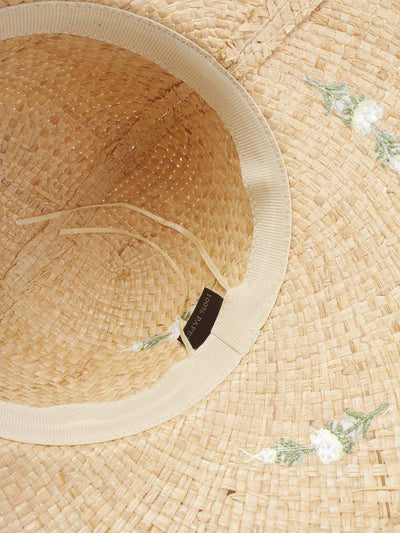 Bow Band Flower Decorated Straw Hat-accessories-Des Mess