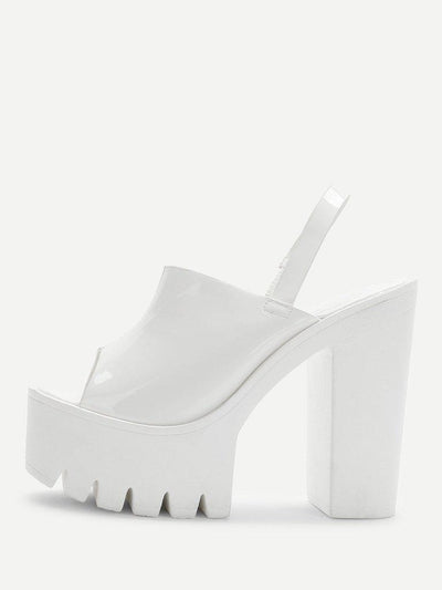 Peep Toe Patent Leather Platform Heels-shoes-Des Mess