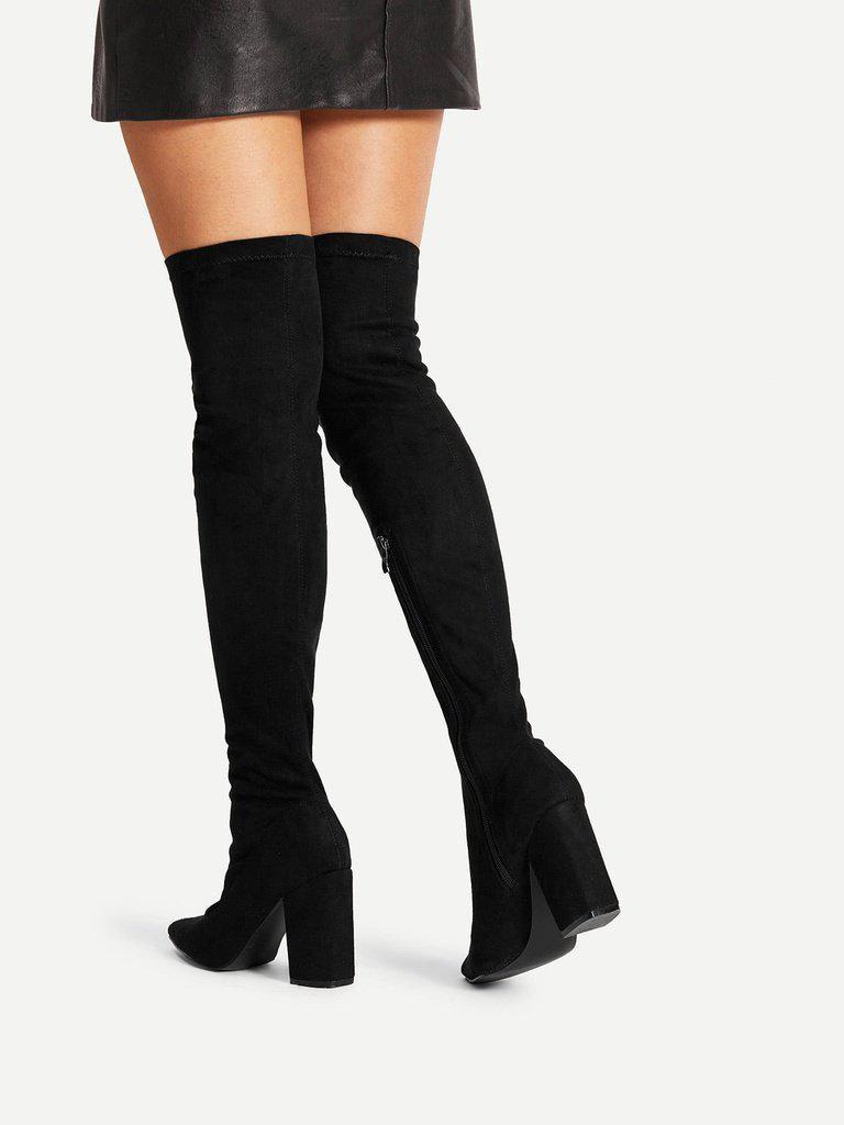 Block Heeled Over The Knee Boots-shoes-Des Mess