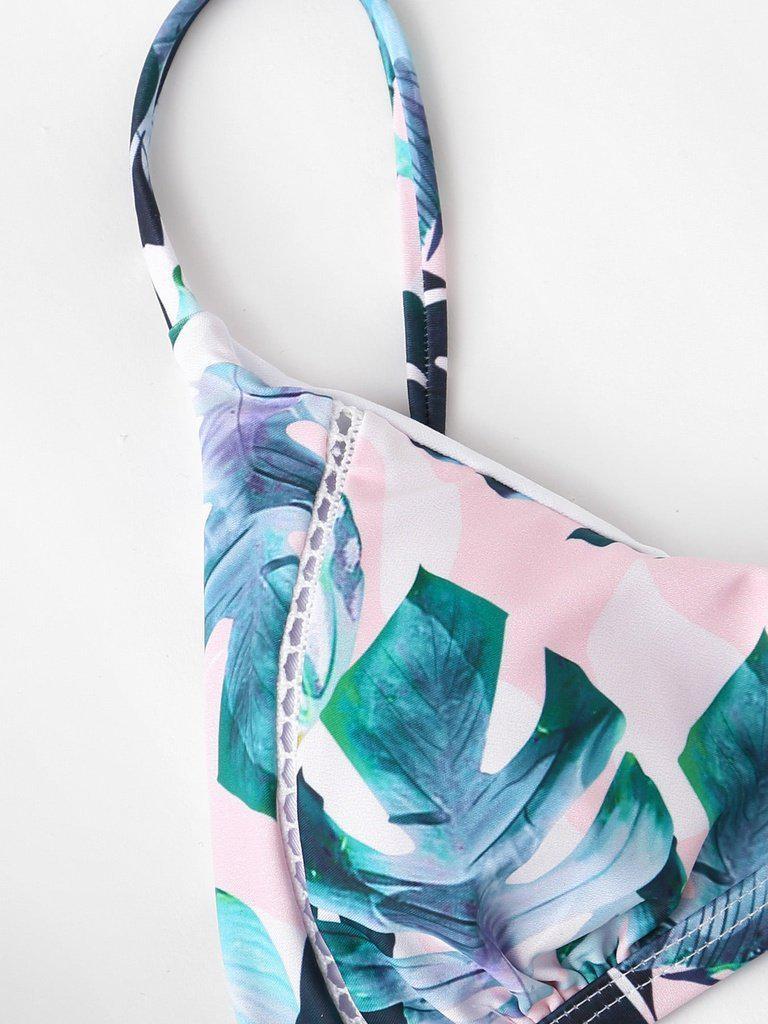 Lace Insert Tropical Bikini Set-swimwear-Des Mess