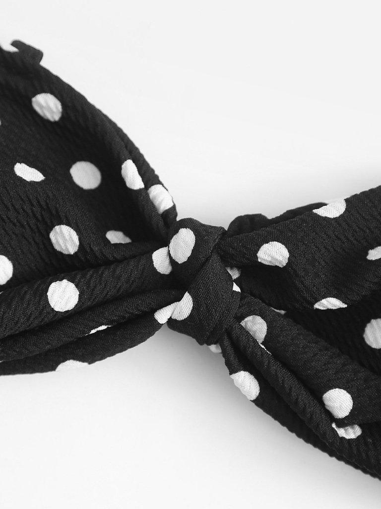 Polka Dot Knot Bikini Set-swimwear-Des Mess