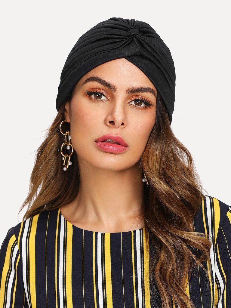 Pleated Plain Turban Hat-accessories-Des Mess