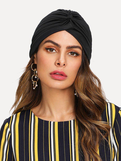 Pleated Plain Turban Hat-accessories-Des Mess