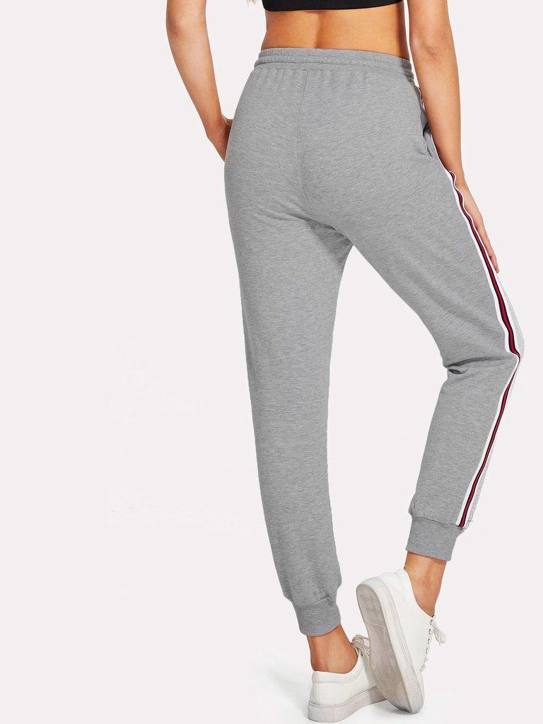 Striped Tape Side Drawstring Sweatpants-bottom-Des Mess