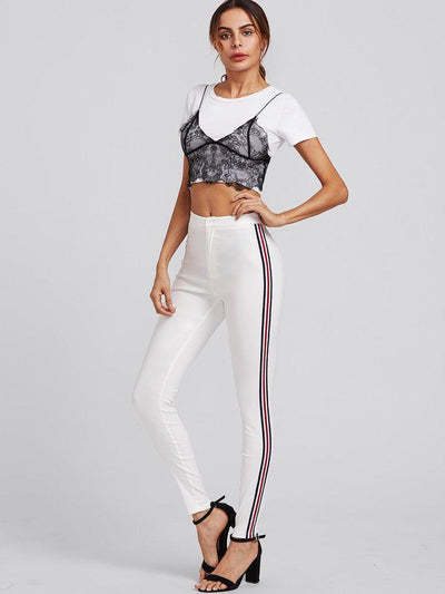 Side Striped Skinny Pants-bottom-Des Mess