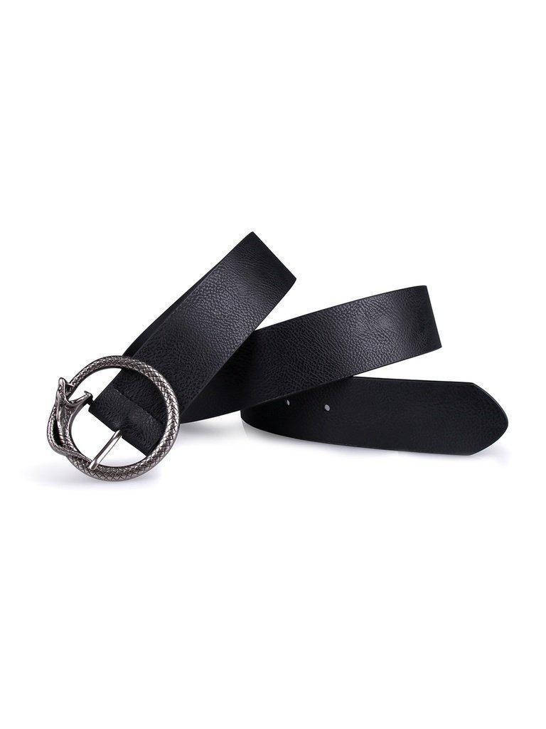 Faux Leather Circle Buckle Belt-accessories-Des Mess