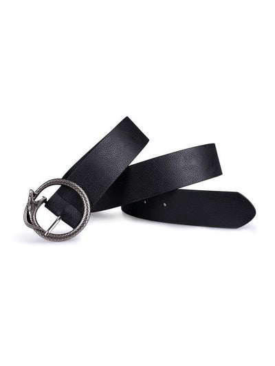 Faux Leather Circle Buckle Belt-accessories-Des Mess