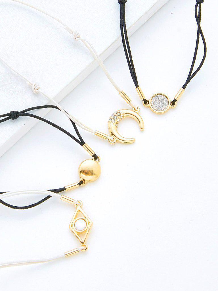 Horn & Round Charm Drawstring Bracelet Set--Des Mess