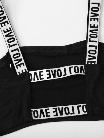 Two Tone Lettering Sports Bra & Shorts Set-sportswear-Des Mess