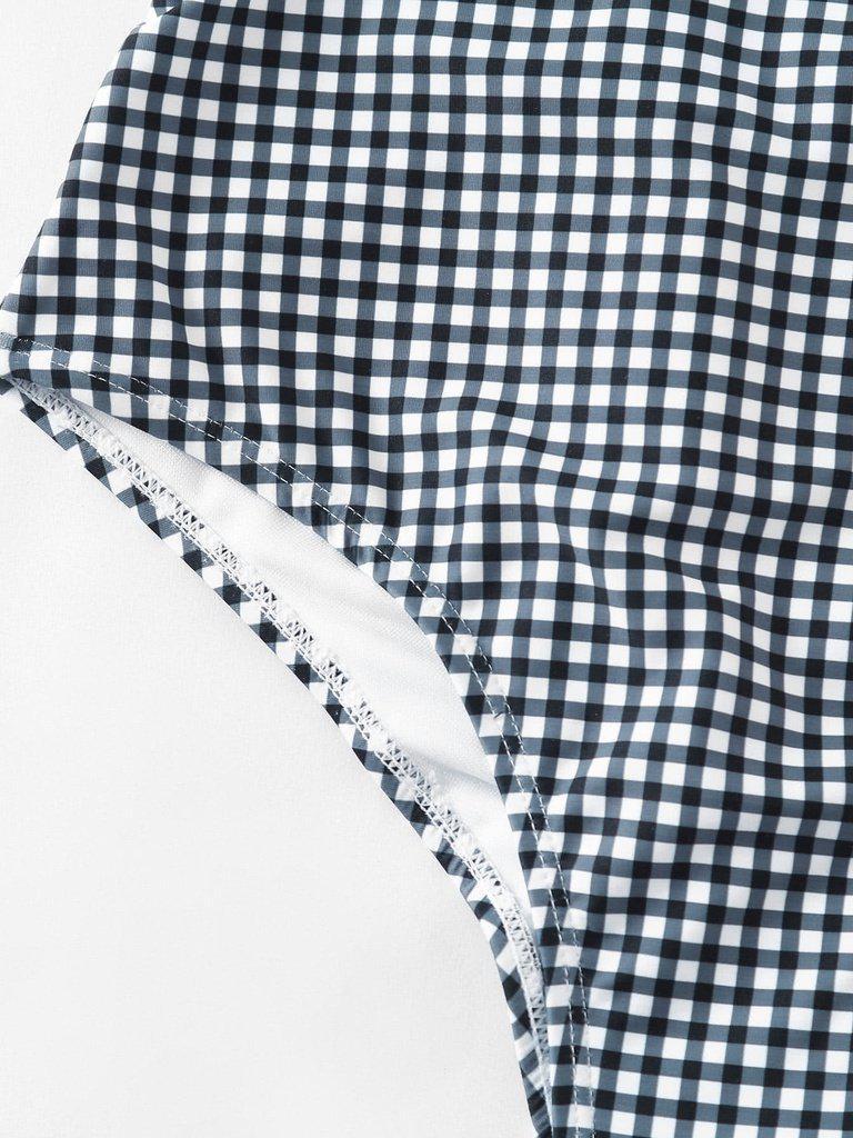 Cross Back Gingham Swimsuit-swimwear-Des Mess