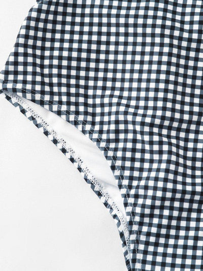 Cross Back Gingham Swimsuit-swimwear-Des Mess