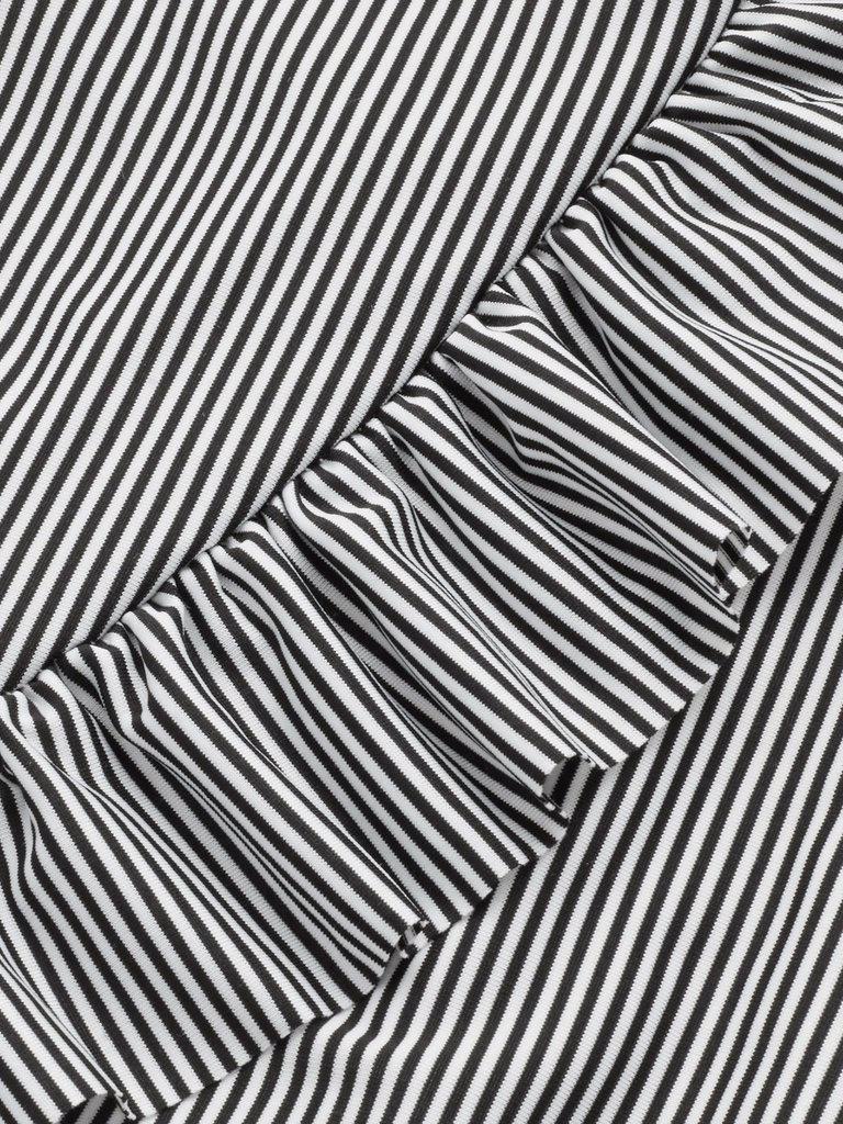 Striped Ruffle Hem Overlap Skirt-bottom-Des Mess