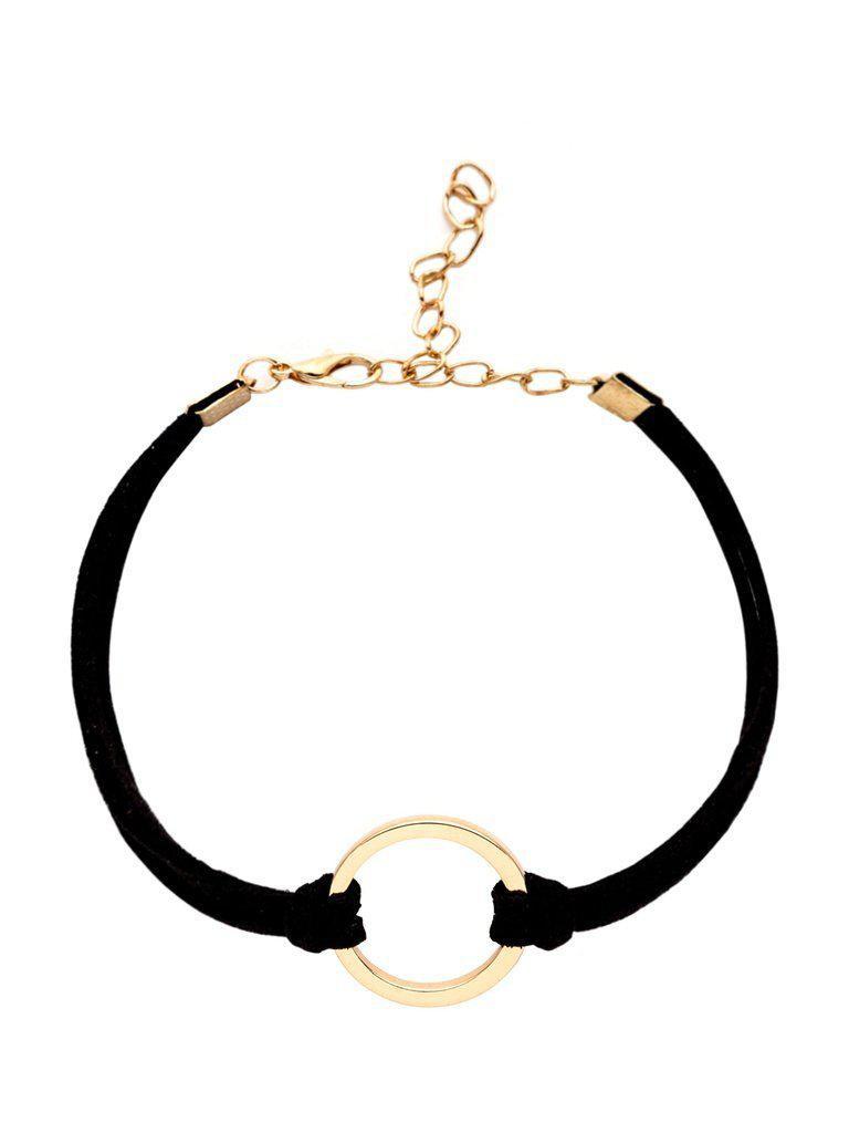 Black Round Charm Suede String Bracelet--Des Mess