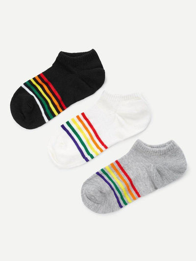 Striped Ankle Socks 3pairs-accessories-Des Mess