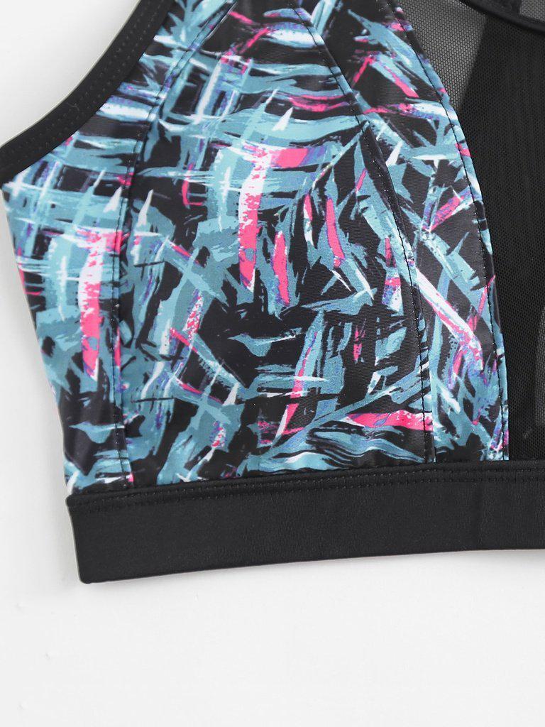 Mesh Insert Jungle Print Sports Bra-sportswear-Des Mess