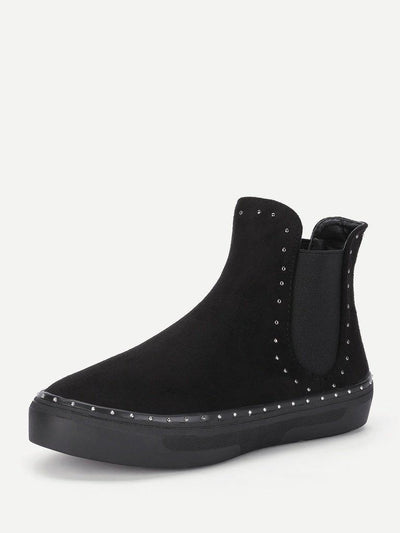 Studded Detail Flatform Chelsea Boots-shoes-Des Mess