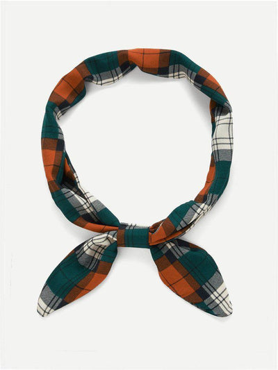 Plaid Print Twilly Scarf-accessories-Des Mess