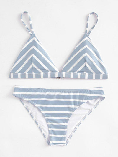 Striped Triangle Bikini Set-swimwear-Des Mess