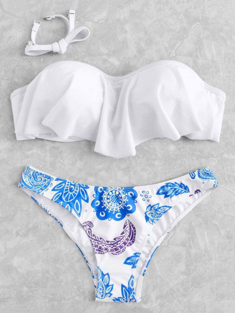 Flower Print Bandeau Bikini Set-swimwear-Des Mess