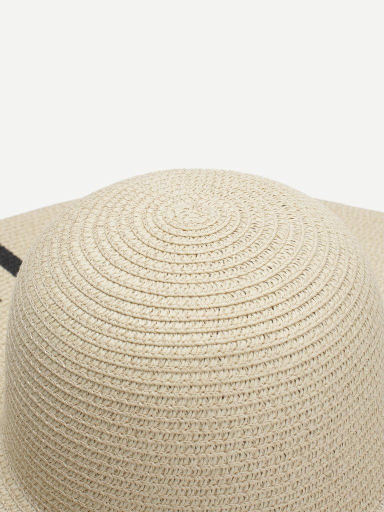 Letter Print Wide Brim Straw Hat-accessories-Des Mess