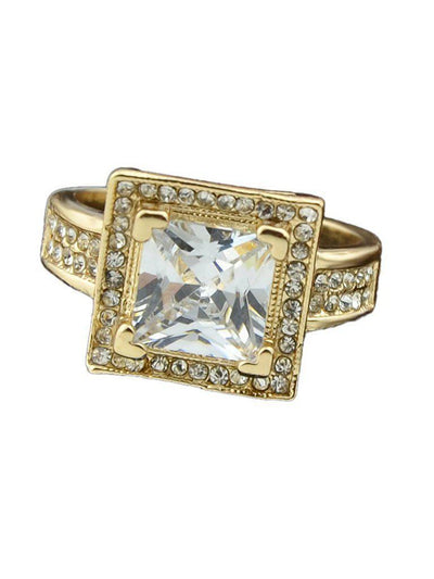 Gold Color Imitation Crystal Big Band Rings-jewelry-Des Mess