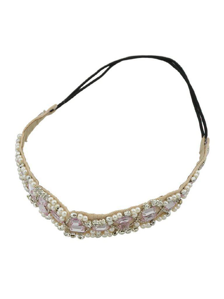 Pink Pearl Rhinestone Lace Hairband-hair-Des Mess