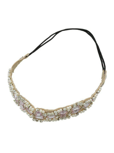 Pink Pearl Rhinestone Lace Hairband-hair-Des Mess