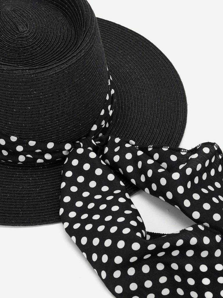 Polka Pot Band Straw Hat-accessories-Des Mess