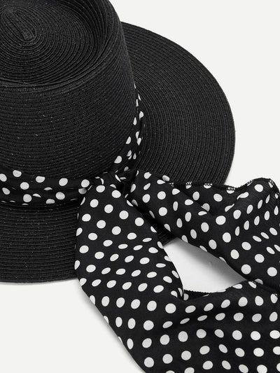 Polka Pot Band Straw Hat-accessories-Des Mess