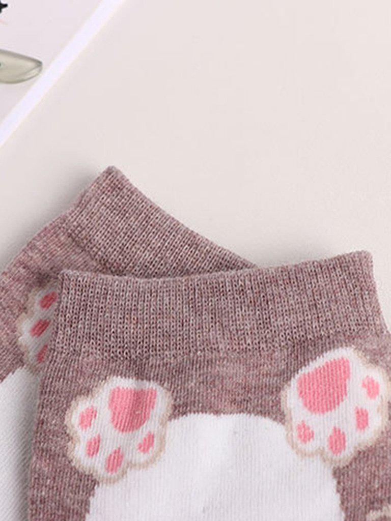 Cat Pattern Ankle Socks 5Pairs-accessories-Des Mess