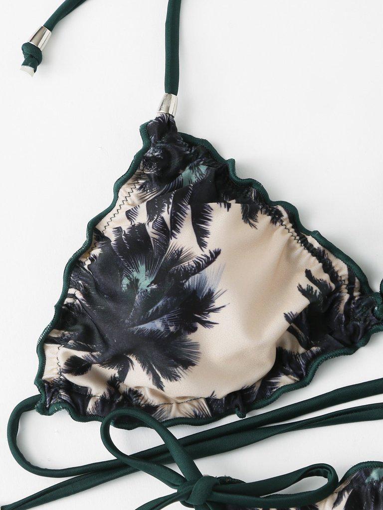 Self Tie Palm Print Bikini Set-swimwear-Des Mess