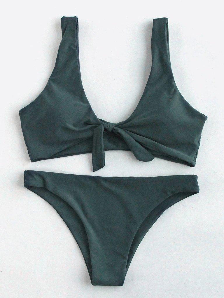 Bow Tie Front Scoop Back Bikini Set-swimwear-Des Mess