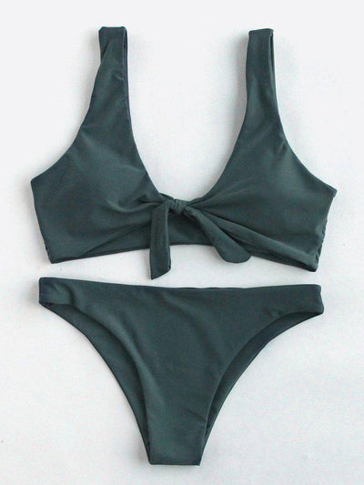 Bow Tie Front Scoop Back Bikini Set-swimwear-Des Mess