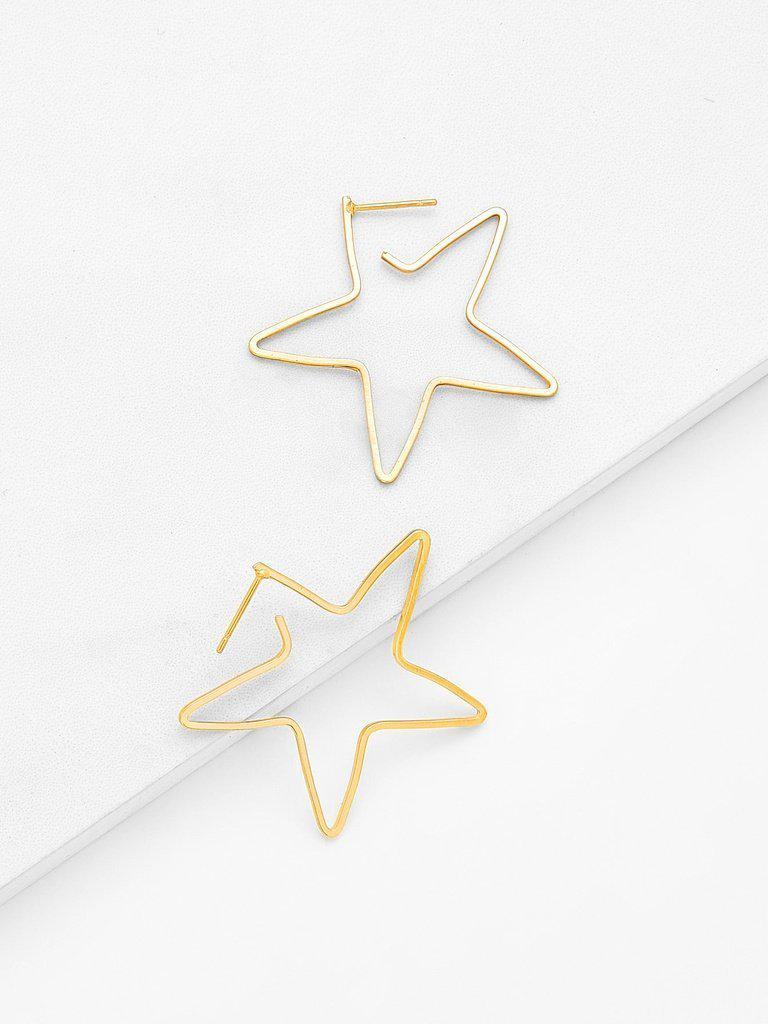 Open Star Design Drop Earrings-jewelry-Des Mess