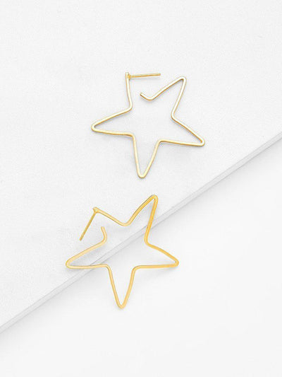 Open Star Design Drop Earrings-jewelry-Des Mess