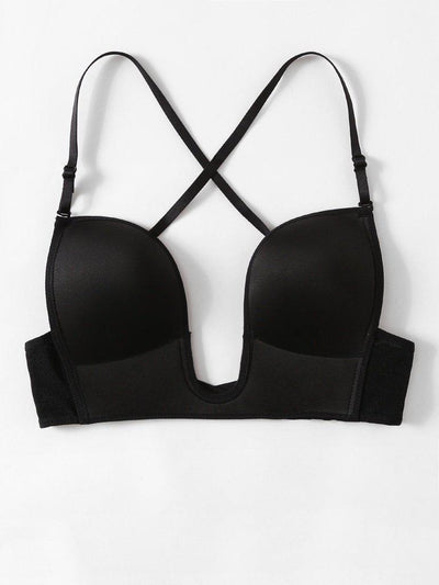 Cross Back U Plunge Bra-lingerie-Des Mess