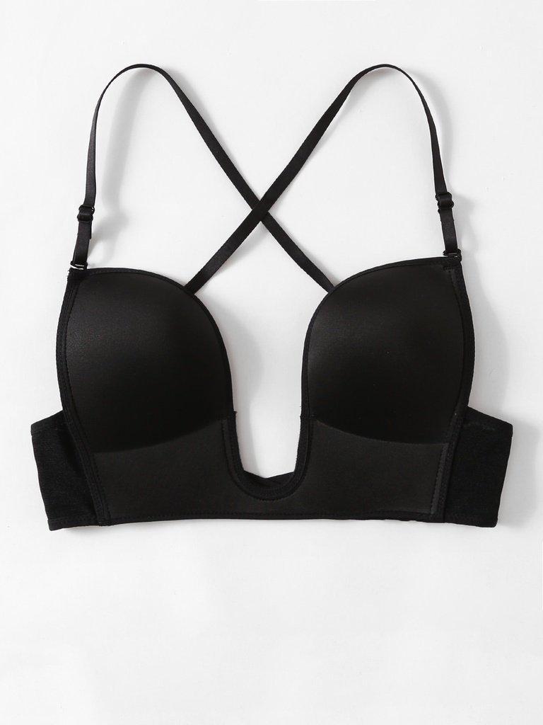 Cross Back U Plunge Bra-lingerie-Des Mess