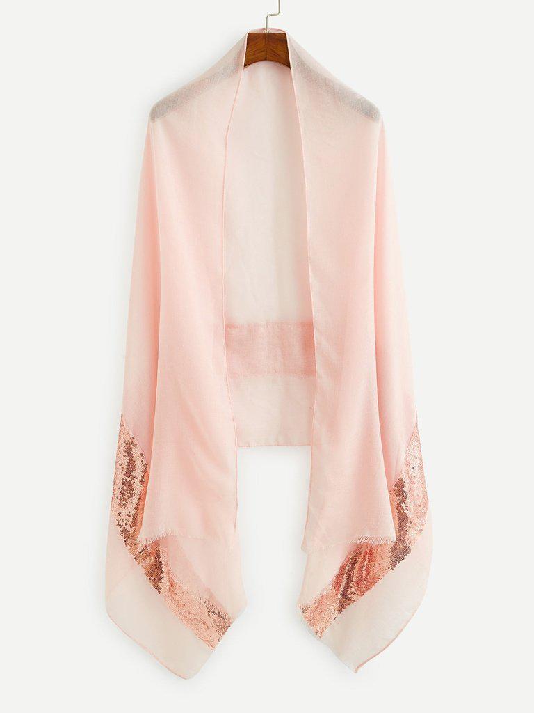Contrast Sequin Panel Raw Edge Scarf-accessories-Des Mess