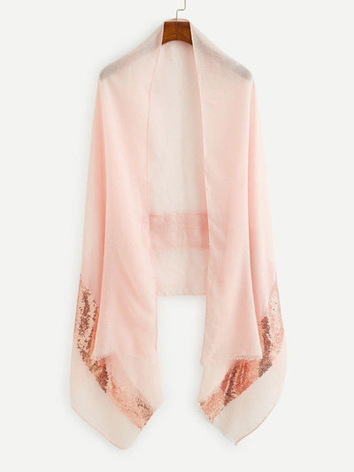 Contrast Sequin Panel Raw Edge Scarf-accessories-Des Mess