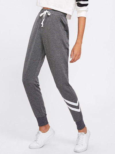 Drawstring Waist Striped Trim Sweatpants-bottom-Des Mess