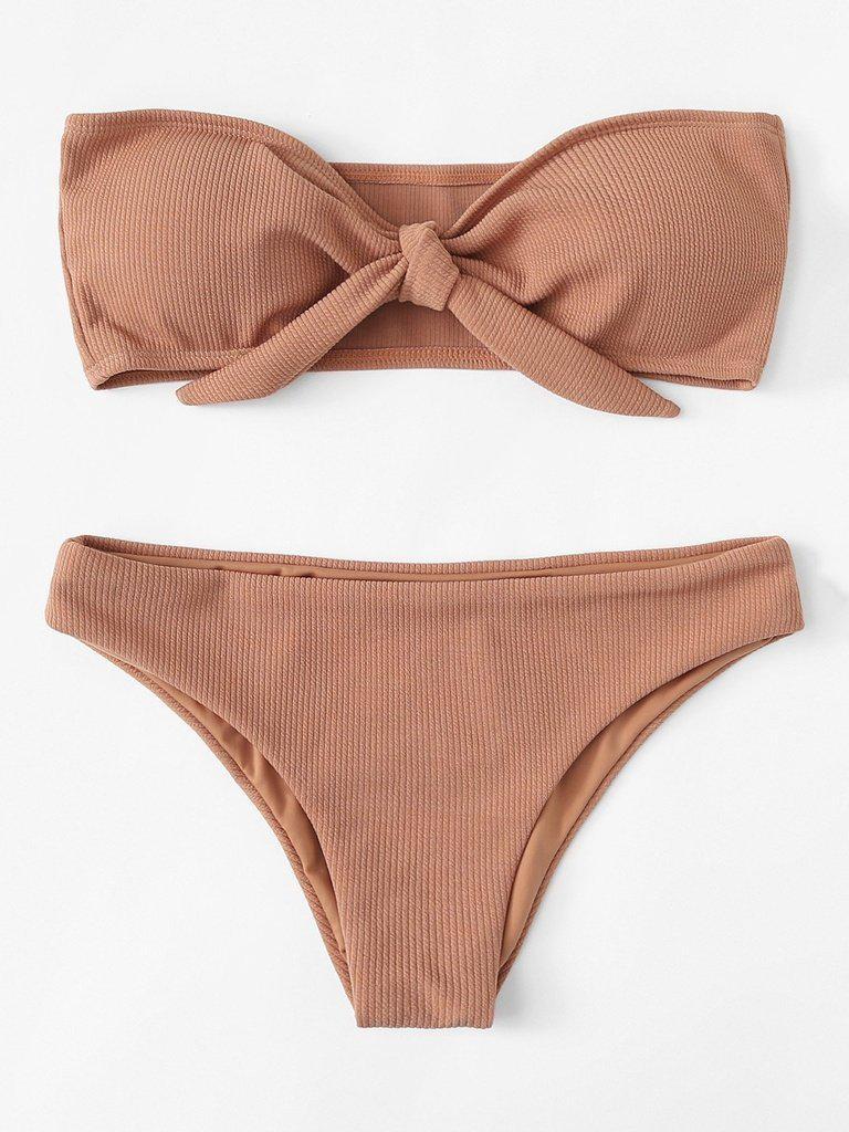 Knot Front Bikini Set-swimwear-Des Mess