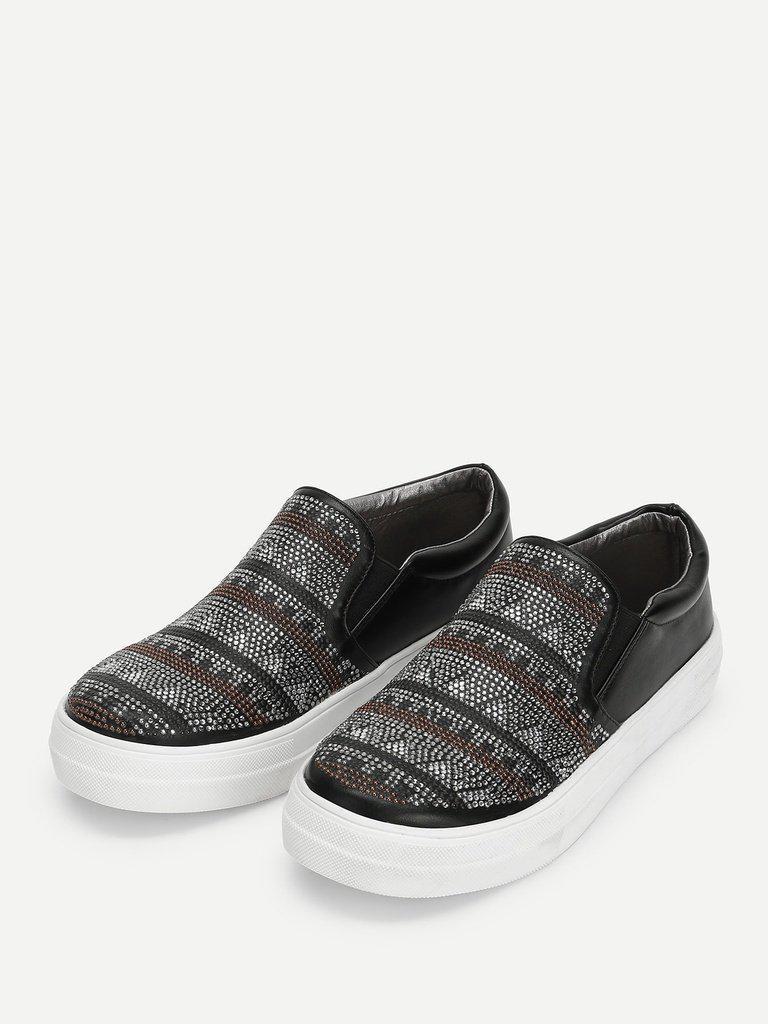 Geometric Pattern Slip On Sneakers-shoes-Des Mess