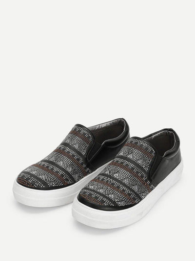Geometric Pattern Slip On Sneakers-shoes-Des Mess