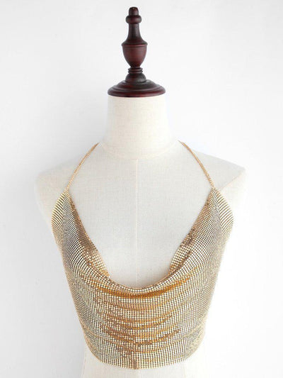 Gold Metallic Bralet Body Chain-jewelry-Des Mess