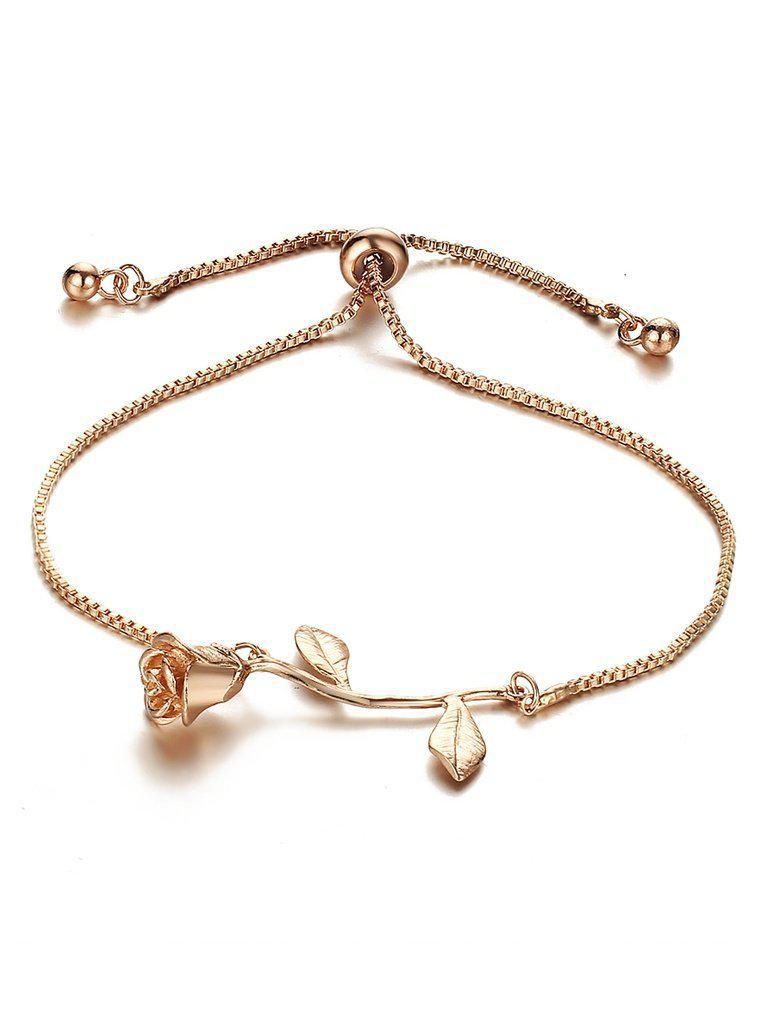 Metal Rose Detail Link Bracelet--Des Mess